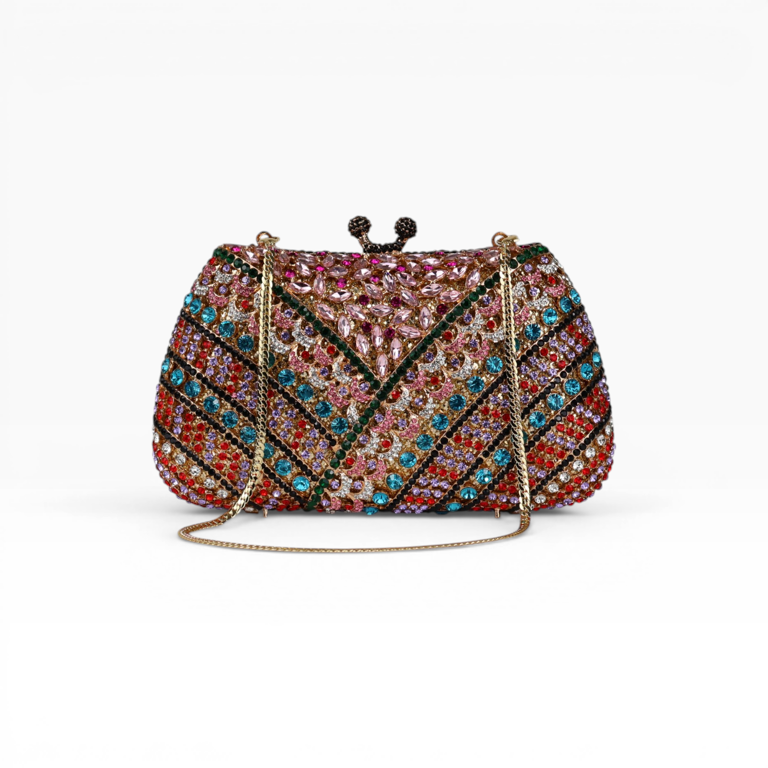 Bolsa Festa Clutch Pedraria Strass Colorida