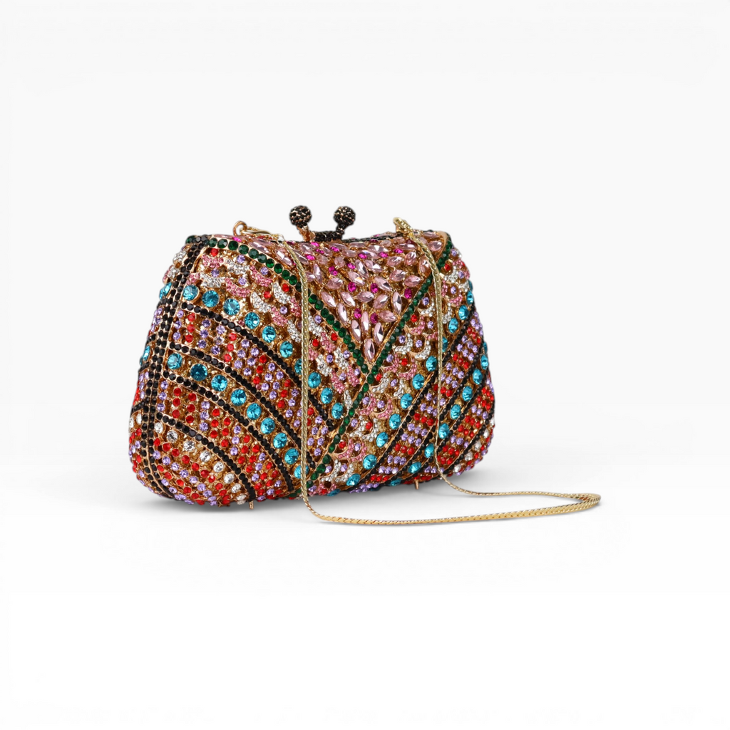 Bolsa Festa Clutch Pedraria Strass Colorida