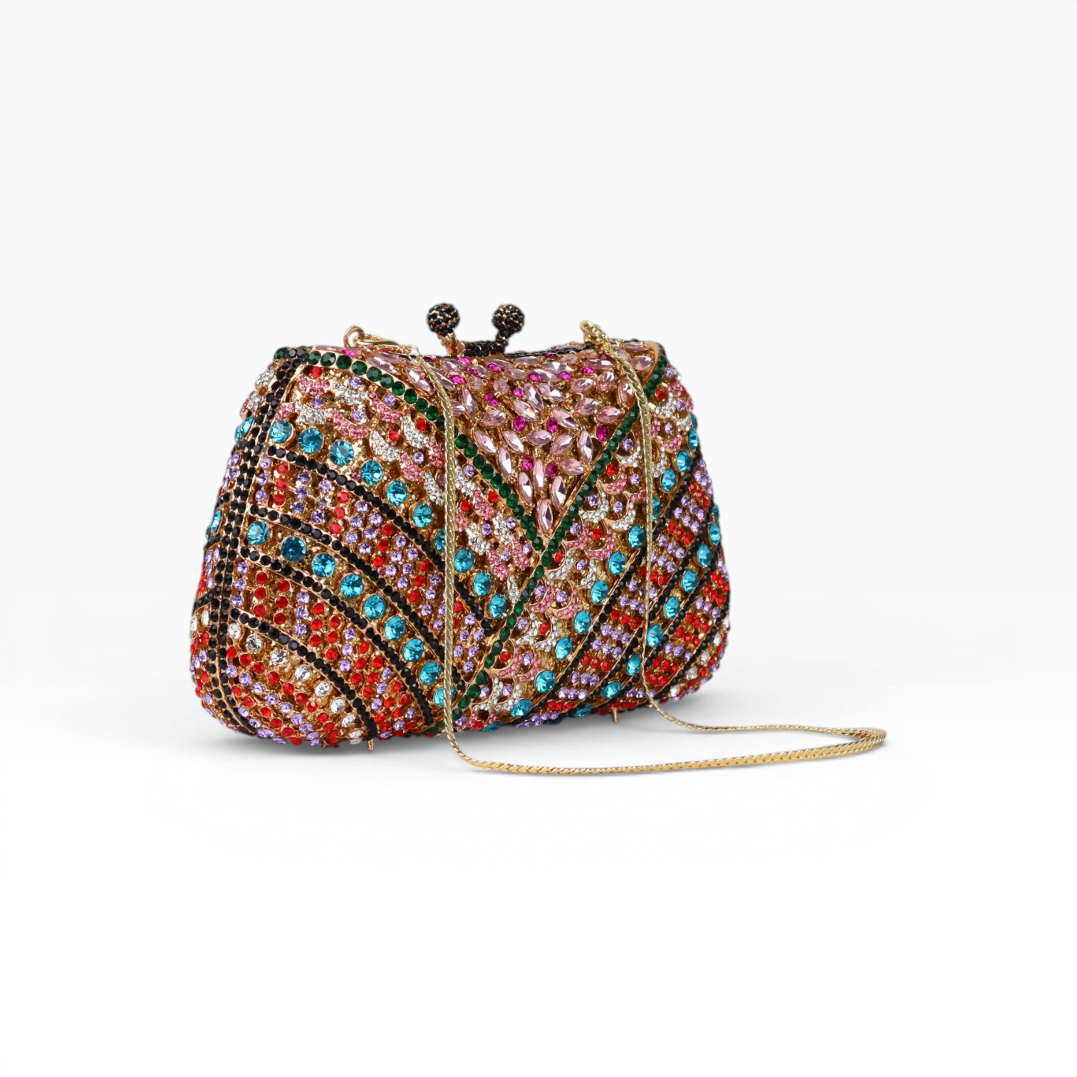 Bolsa Festa Clutch Pedraria Strass Colorida