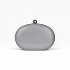 Bolsa Clutch Festa Oval Prata com Brilho