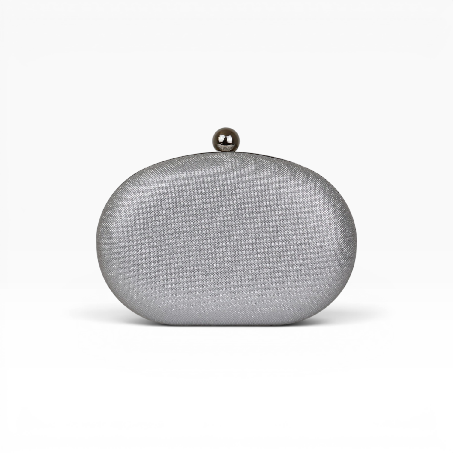 Bolsa Clutch Festa Oval Prata com Brilho