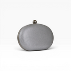Bolsa Clutch Festa Oval Prata com Brilho