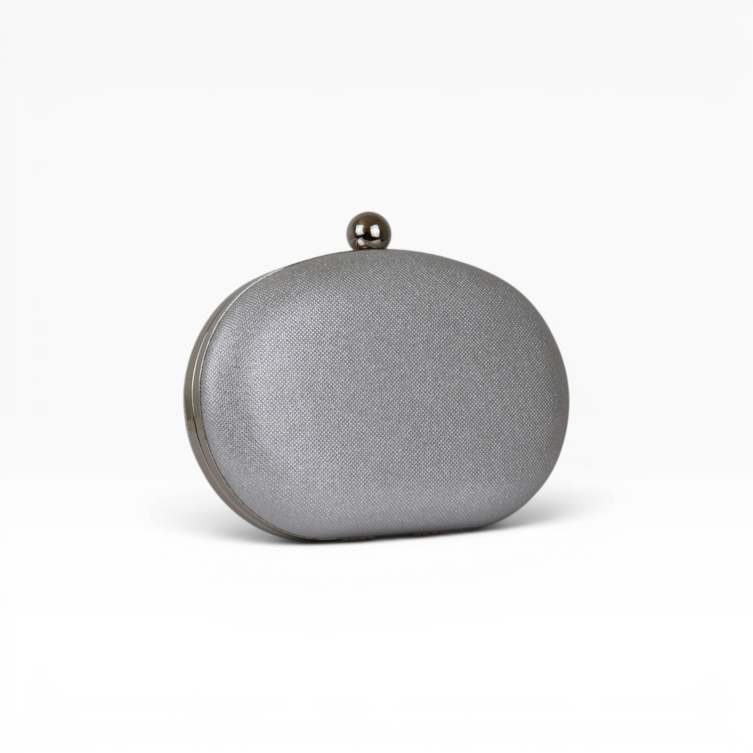 Bolsa Clutch Festa Oval Prata com Brilho