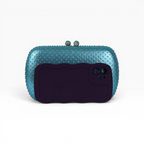 Bolsa Festa Clutch Strass Oval Pedraria Azul