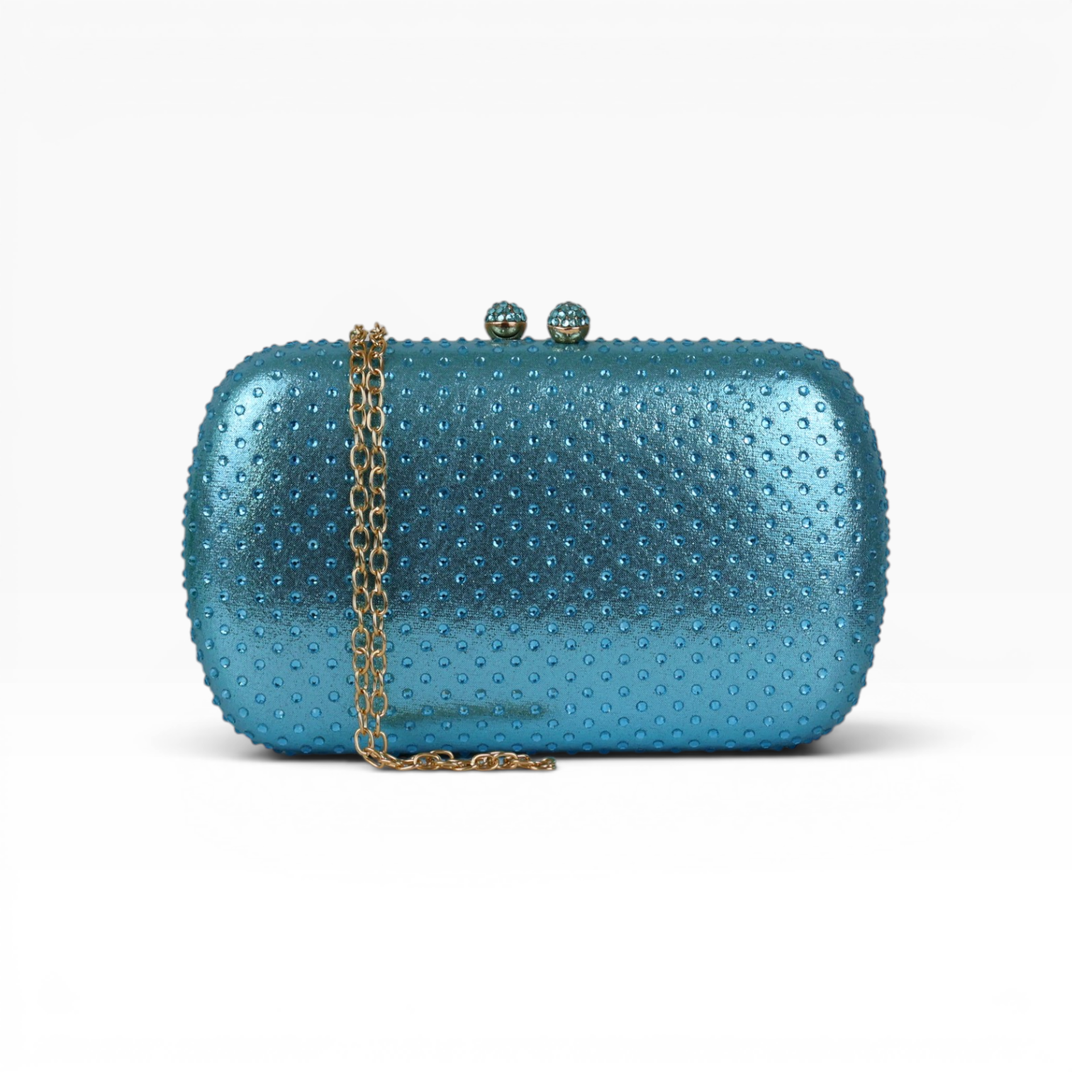 Bolsa Festa Clutch Strass Oval Pedraria Azul