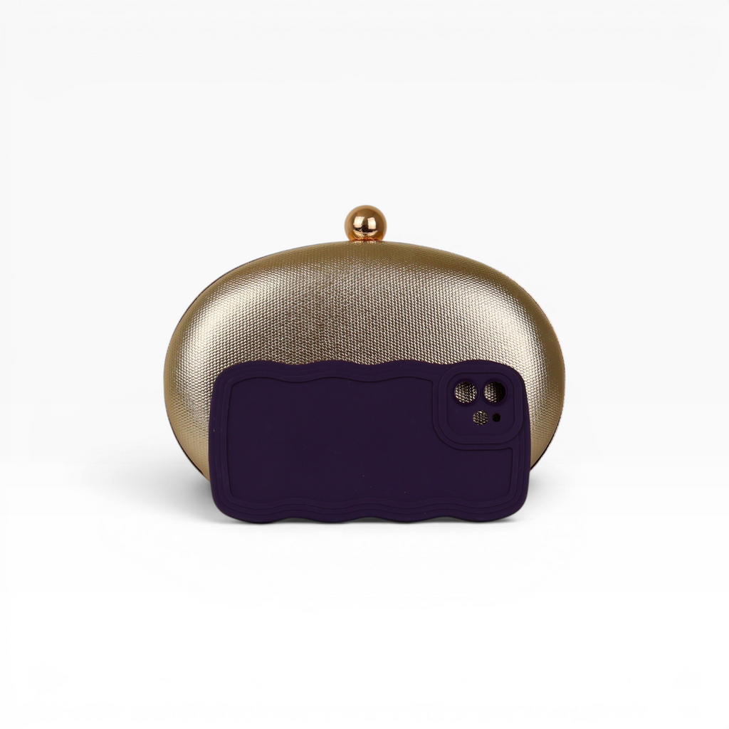Bolsa Clutch Festa Oval Dourada - ReUse