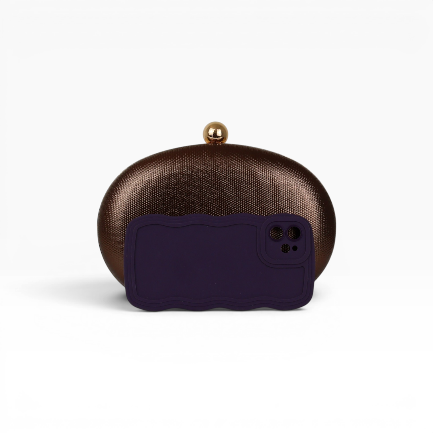 Bolsa Clutch Festa Oval Marrom
