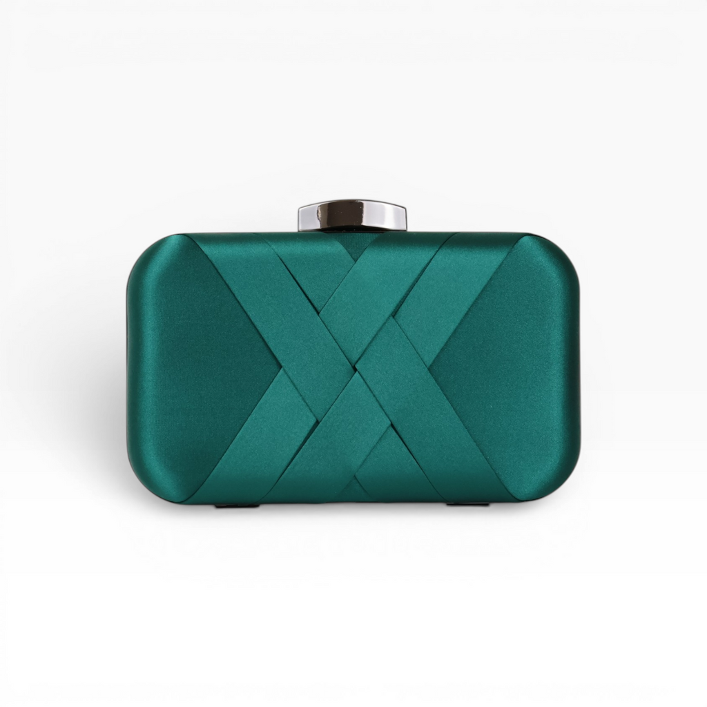 Bolsa Festa Clutch Tecido Acetinado Verde Esmeralda