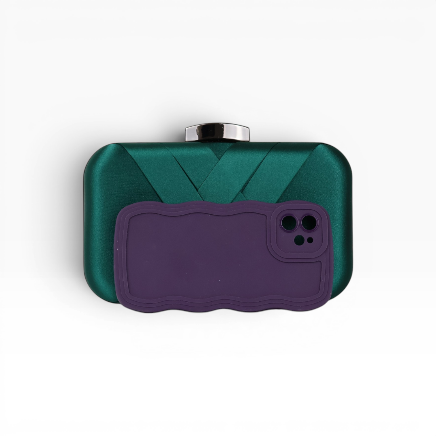 Bolsa Festa Clutch Tecido Acetinado Verde Esmeralda