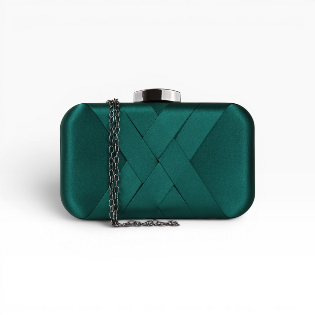 Bolsa Festa Clutch Tecido Acetinado Verde Esmeralda