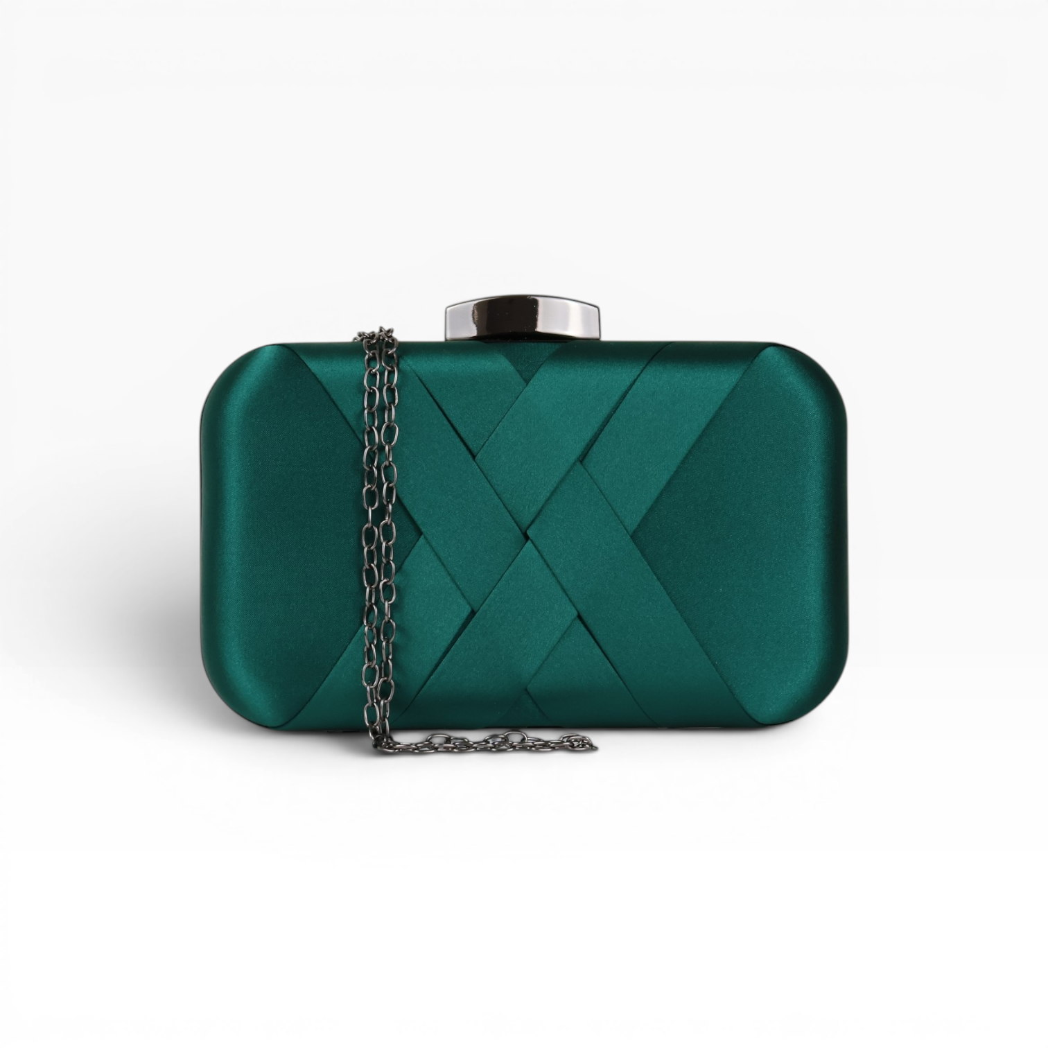 Bolsa Festa Clutch Tecido Acetinado Verde Esmeralda