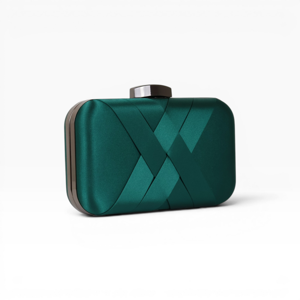 Bolsa Festa Clutch Tecido Acetinado Verde Esmeralda
