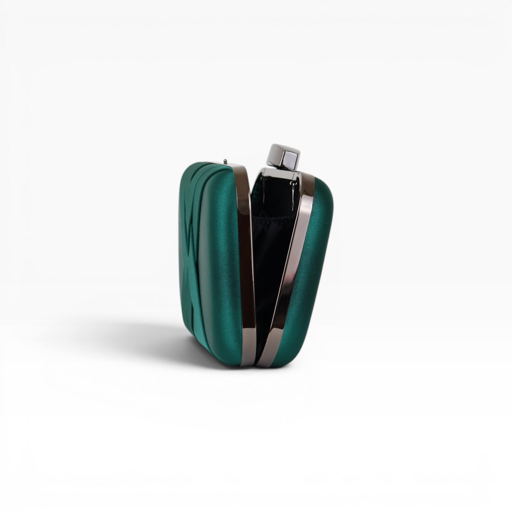Bolsa Festa Clutch Tecido Acetinado Verde Esmeralda