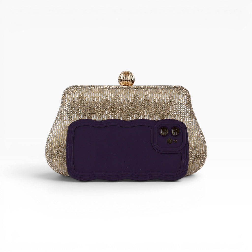 Bolsa Festa Clutch Vidrilhos Dourada