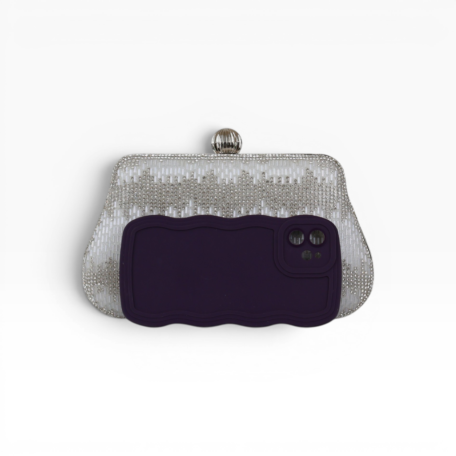 Bolsa Festa Clutch Vidrilhos Prateada