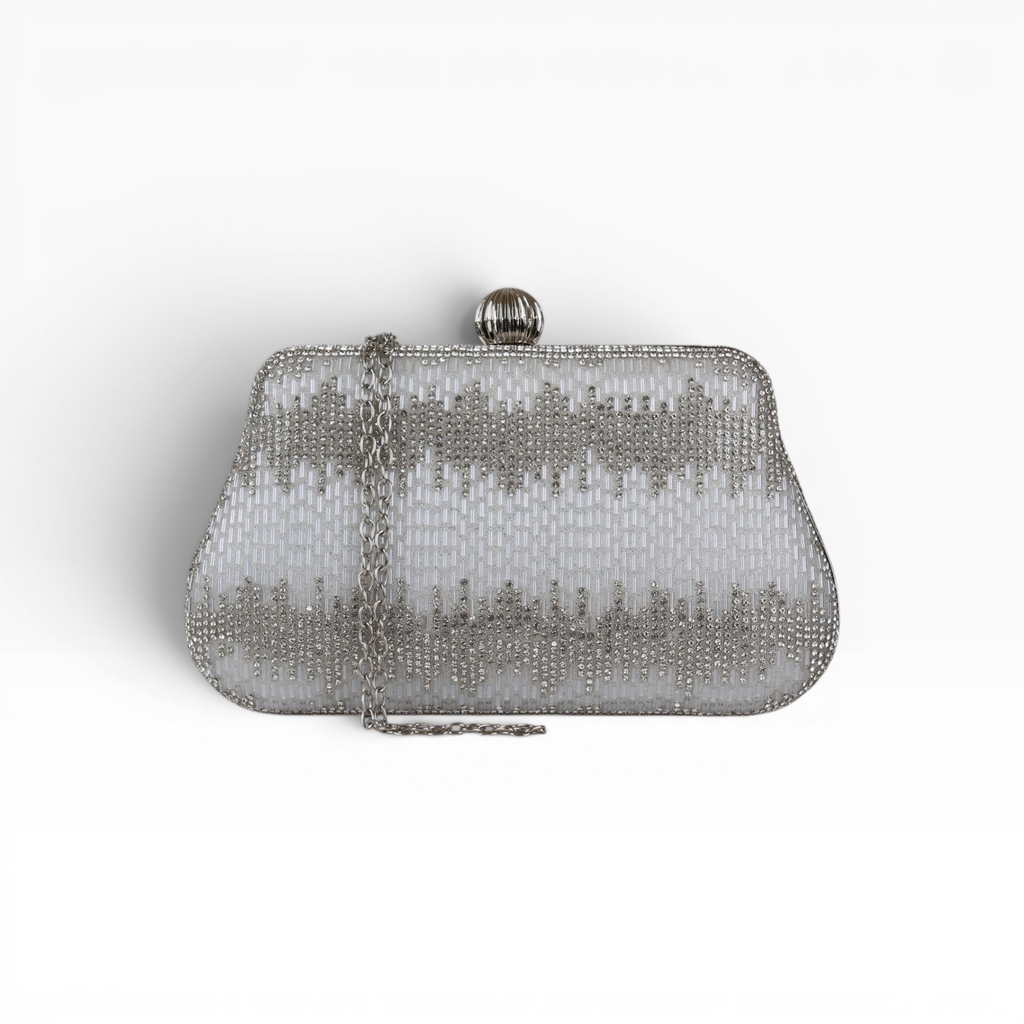 Bolsa Festa Clutch Vidrilhos Prateada