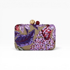 Bolsa Clutch Festa Bordada Flores Roxa