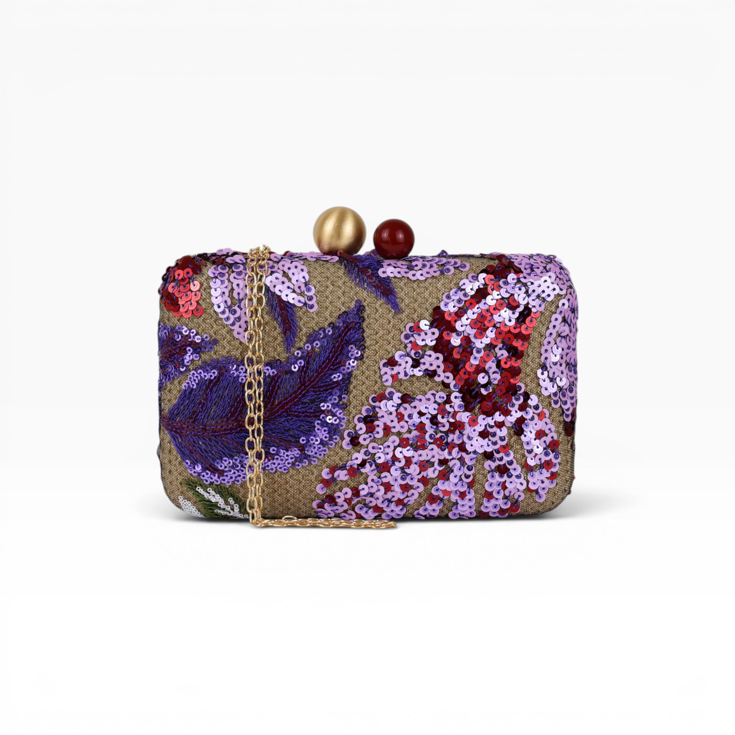 Bolsa Clutch Festa Bordada Flores Roxa