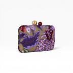 Bolsa Clutch Festa Bordada Flores Roxa