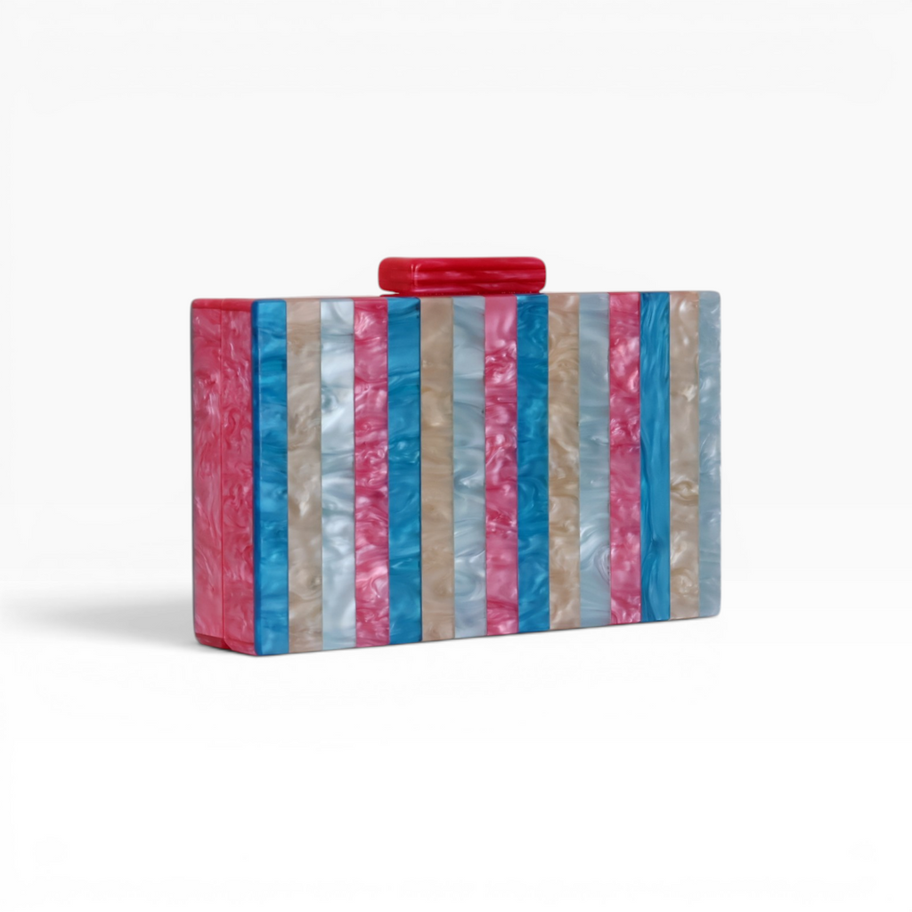 Bolsa de Festa Clutch Acrílico Listras Rosa