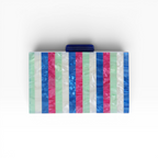 Bolsa de Festa Clutch Acrílico Listras Azul
