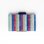 Bolsa de Festa Clutch Acrílico Listras Azul