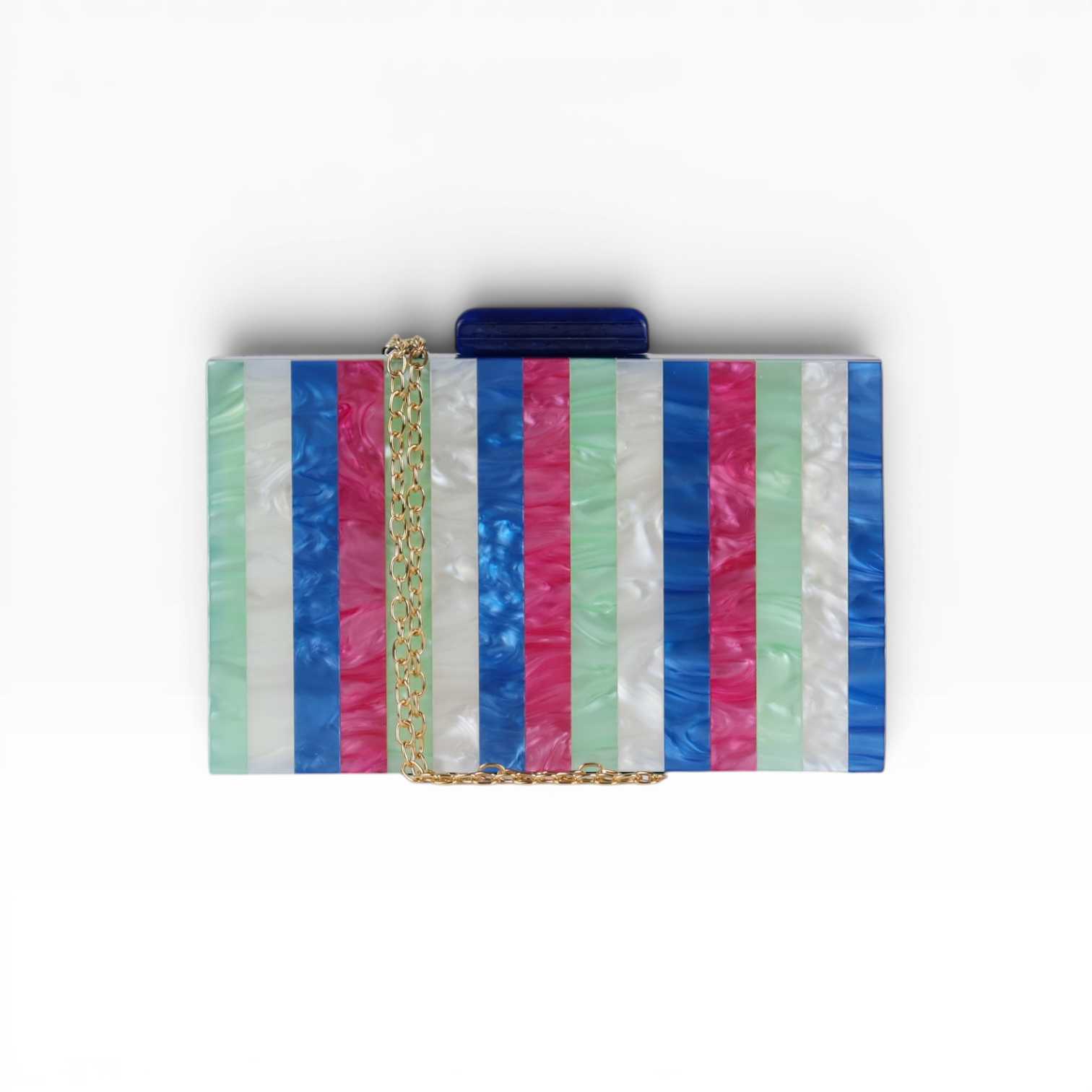 Bolsa de Festa Clutch Acrílico Listras Azul