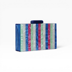 Bolsa de Festa Clutch Acrílico Listras Azul
