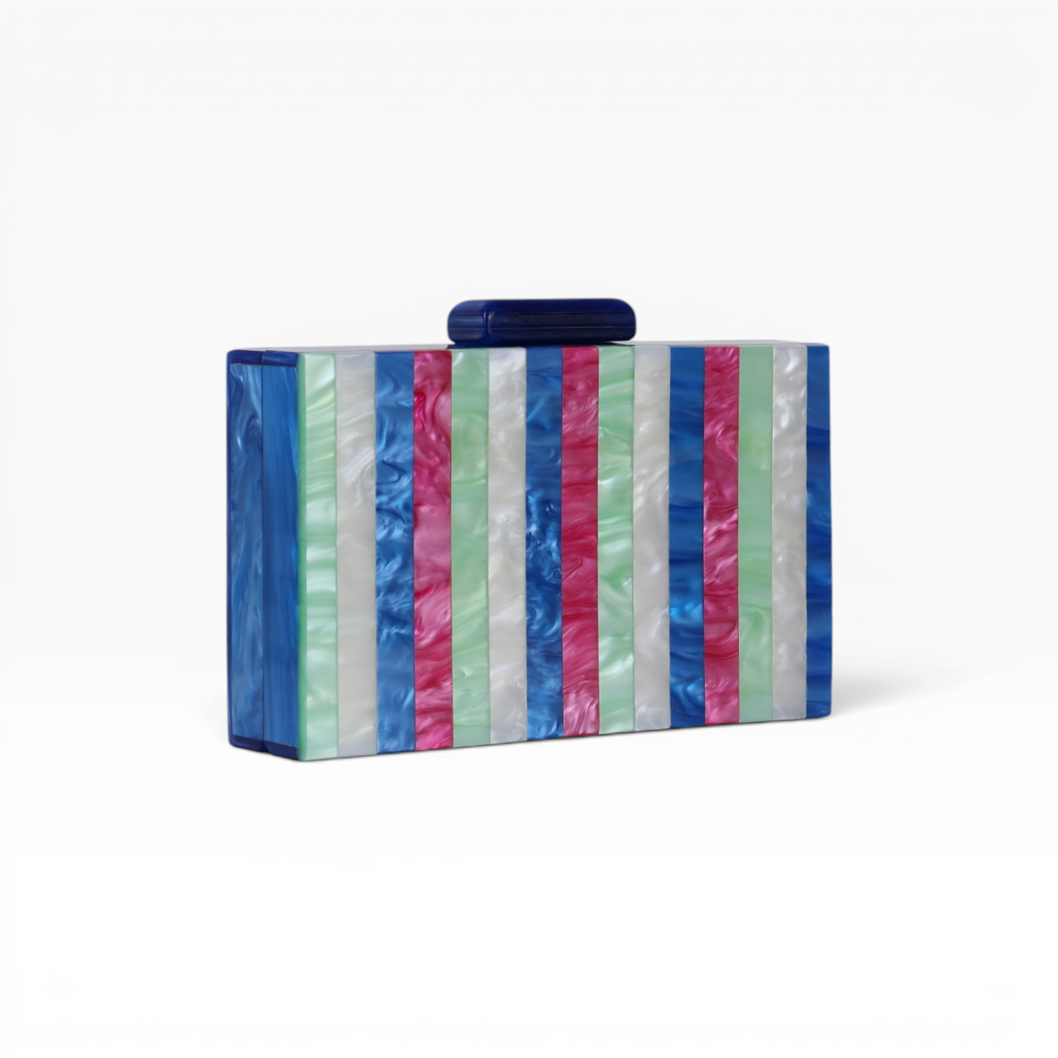 Bolsa de Festa Clutch Acrílico Listras Azul