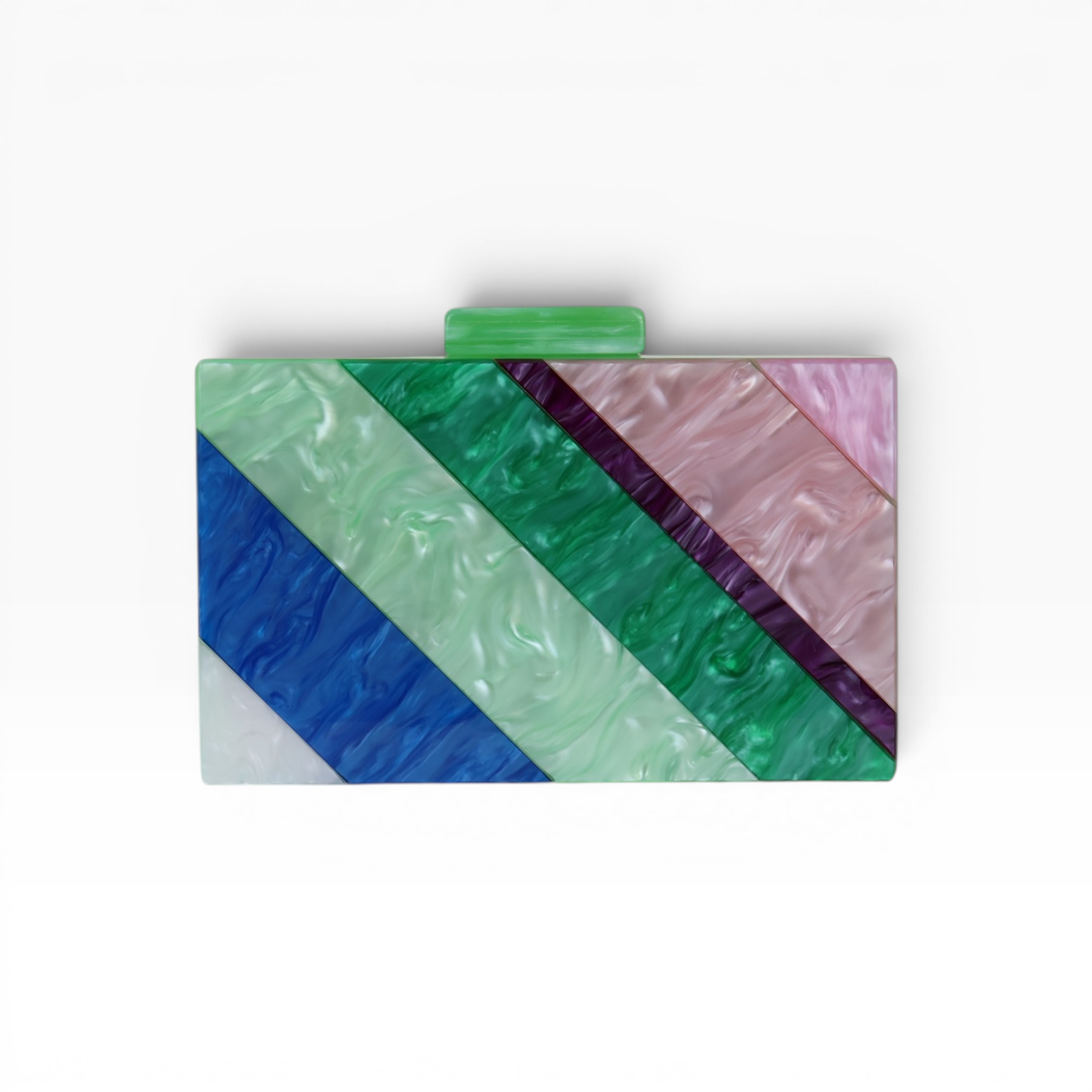 Bolsa de Festa Clutch Acrílico Listras Verde