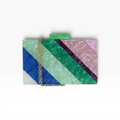 Bolsa de Festa Clutch Acrílico Listras Verde