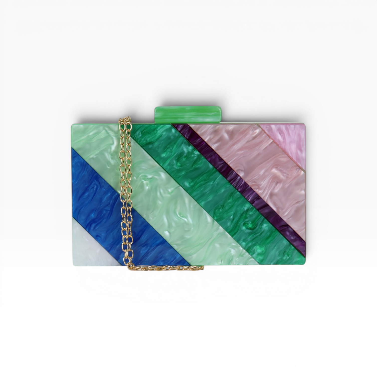 Bolsa de Festa Clutch Acrílico Listras Verde