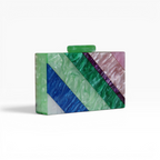 Bolsa de Festa Clutch Acrílico Listras Verde