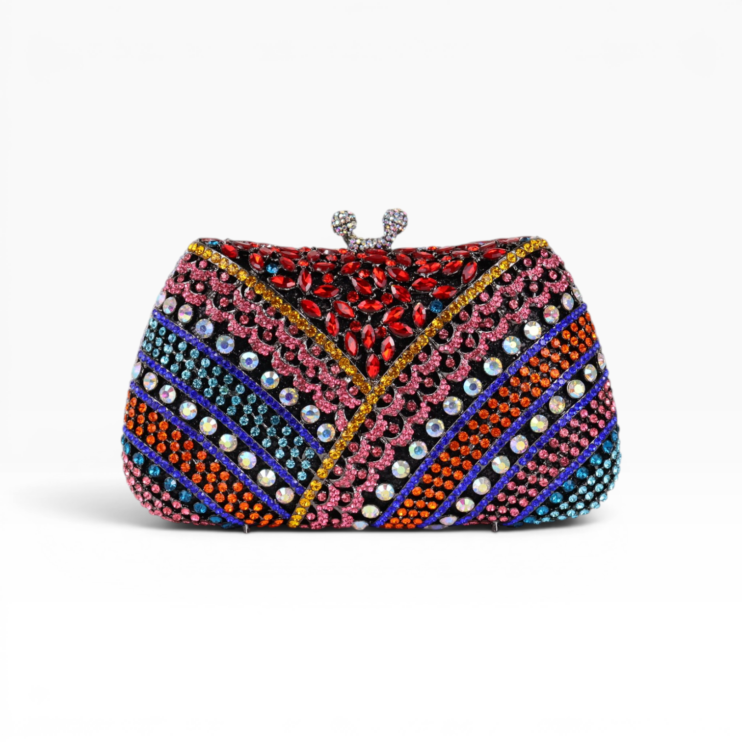Bolsa Festa Clutch Pedraria Strass Colorida