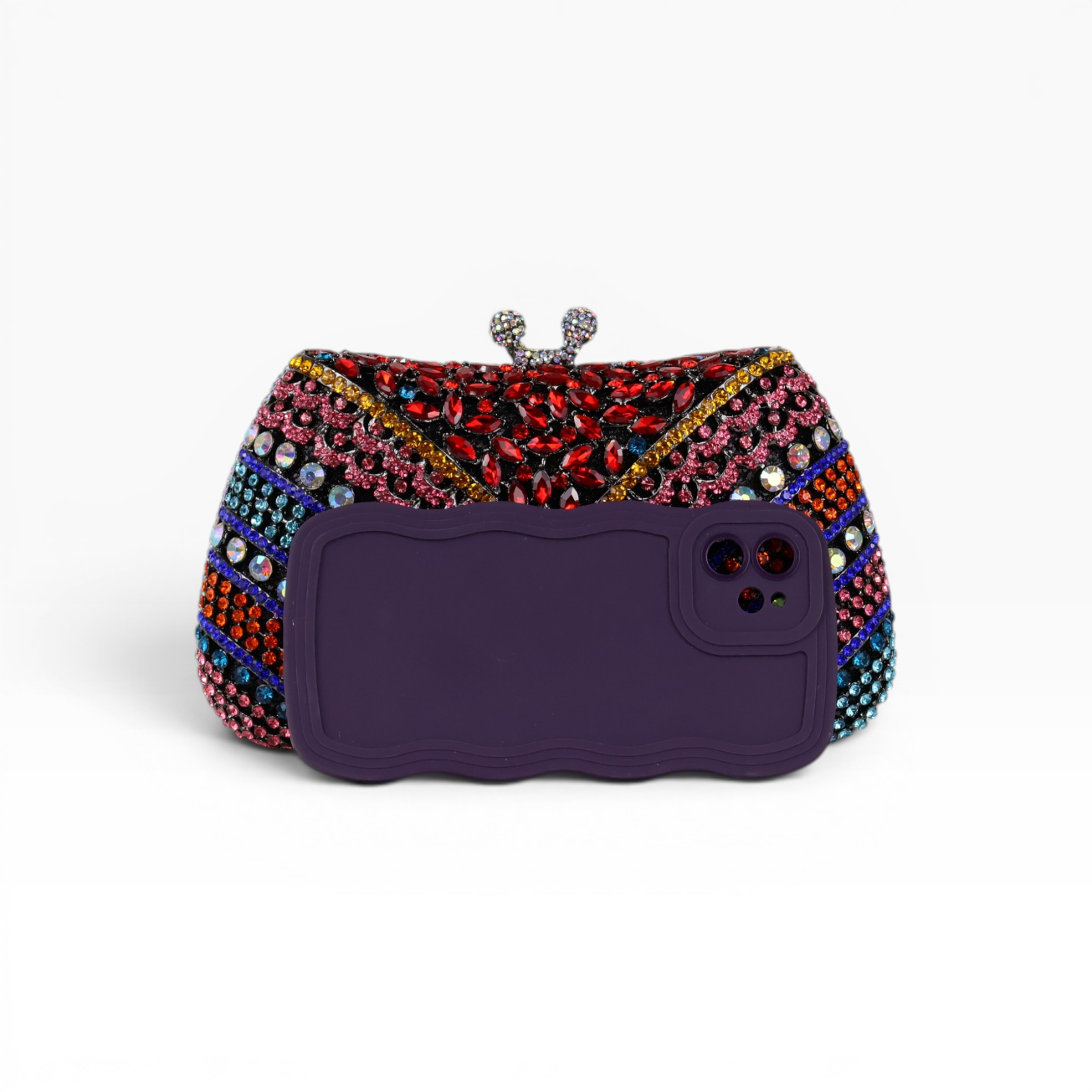 Bolsa Festa Clutch Pedraria Strass Colorida