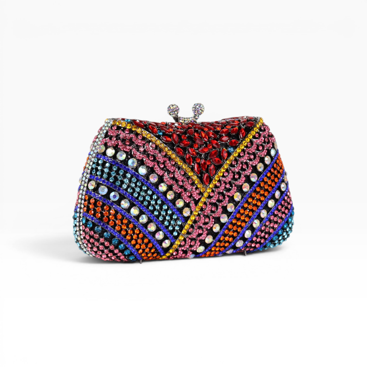 Bolsa Festa Clutch Pedraria Strass Colorida