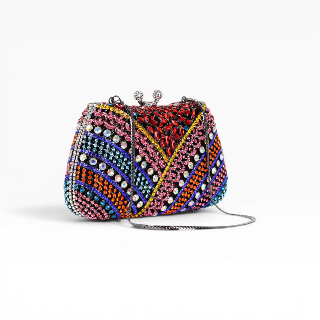 Bolsa Festa Clutch Pedraria Strass Colorida