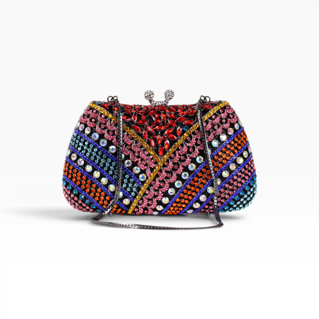 Bolsa Festa Clutch Pedraria Strass Colorida