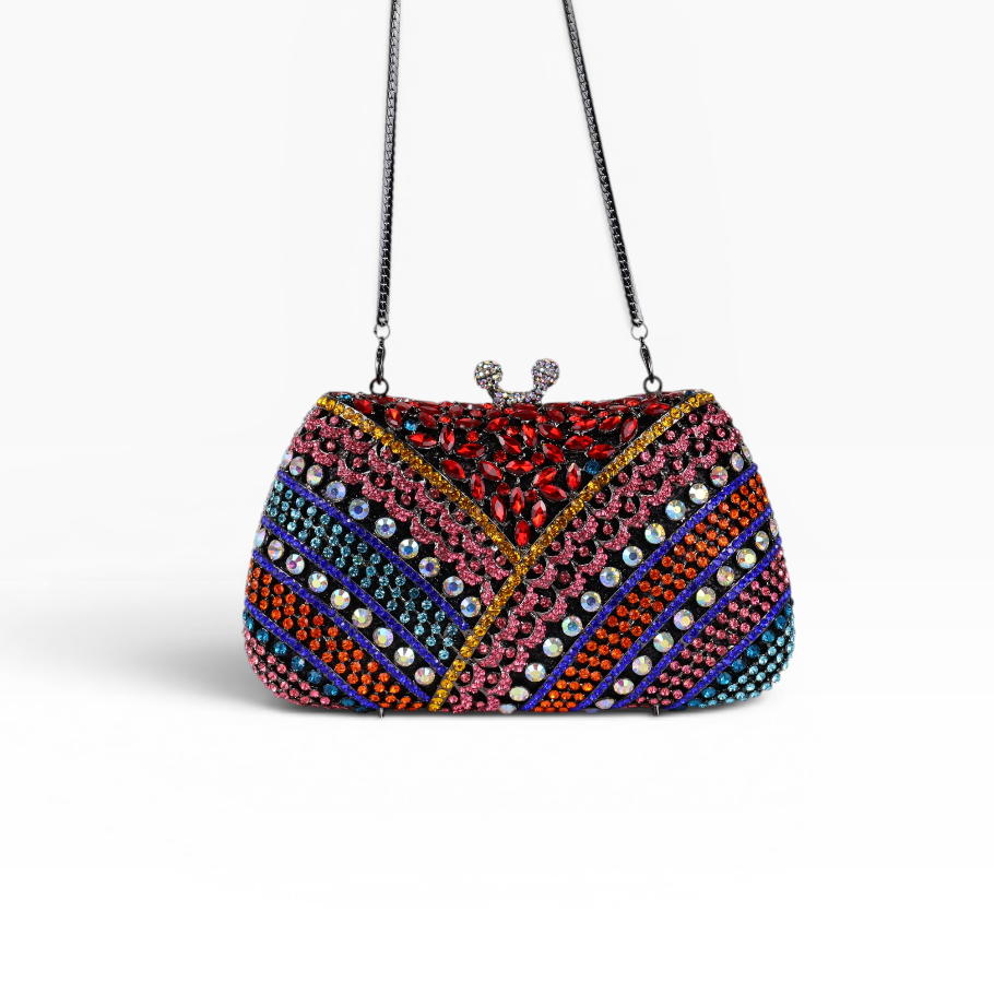 Bolsa Festa Clutch Pedraria Strass Colorida