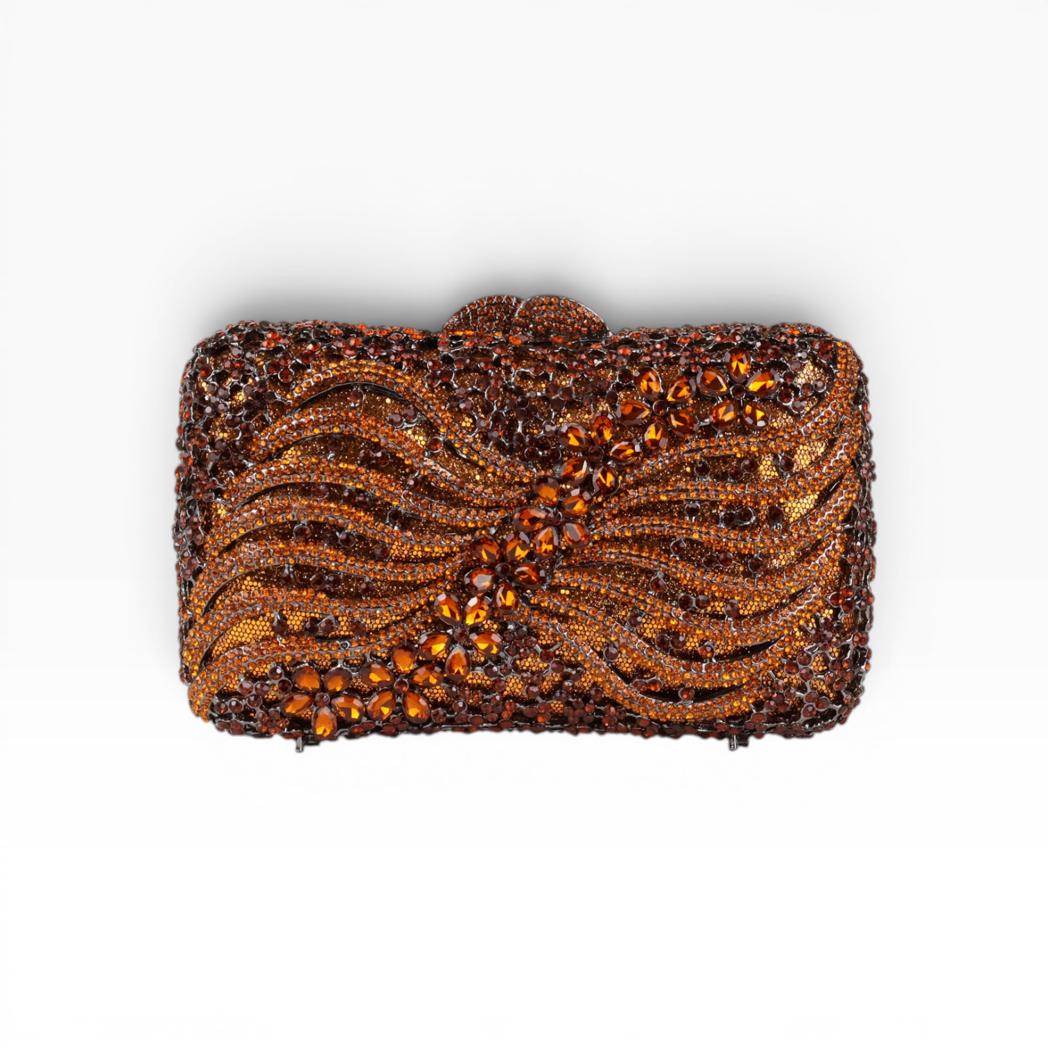 Bolsa Festa Clutch Pedraria Strass Laranja Marrom Âmbar