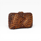 Bolsa Festa Clutch Pedraria Strass Laranja Marrom Âmbar
