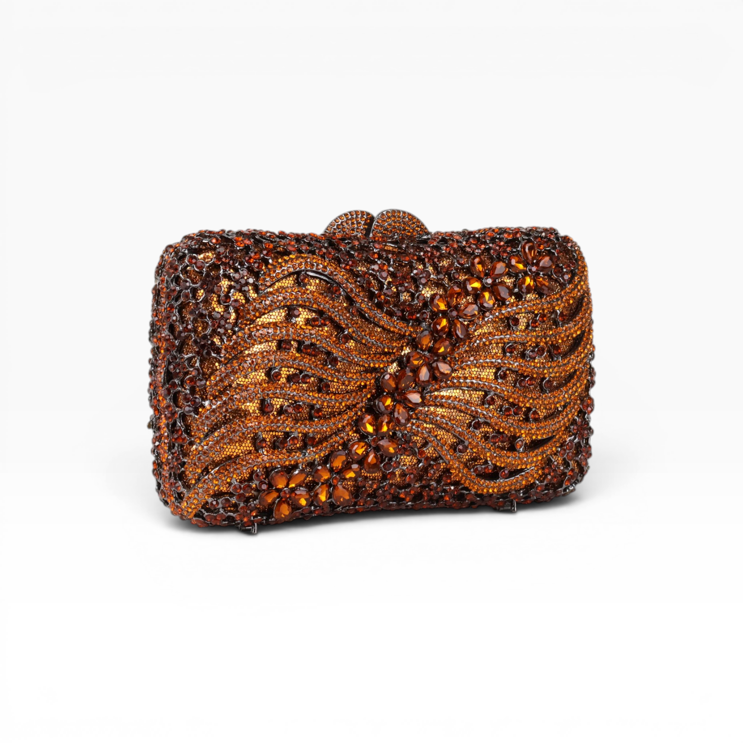 Bolsa Festa Clutch Pedraria Strass Laranja Marrom Âmbar
