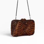 Bolsa Festa Clutch Pedraria Strass Laranja Marrom Âmbar
