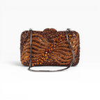 Bolsa Festa Clutch Pedraria Strass Laranja Marrom Âmbar