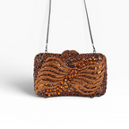 Bolsa Festa Clutch Pedraria Strass Laranja Marrom Âmbar