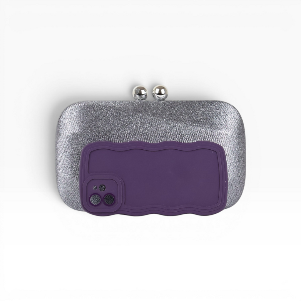 Bolsa Clutch Festa Cetim Prata