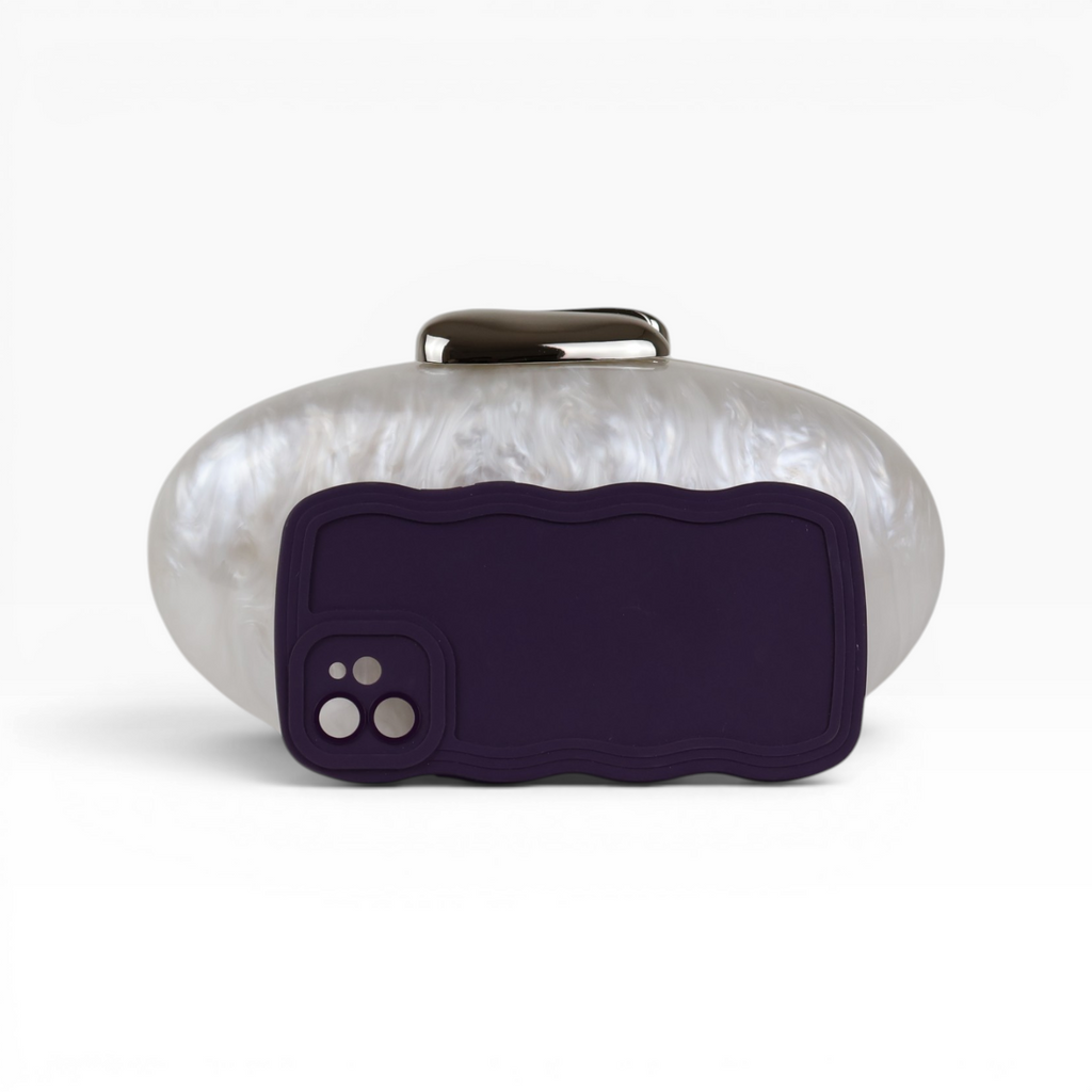 Bolsa Clutch Festa Acrílico Oval Branca