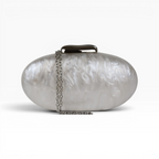 Bolsa Clutch Festa Acrílico Oval Branca
