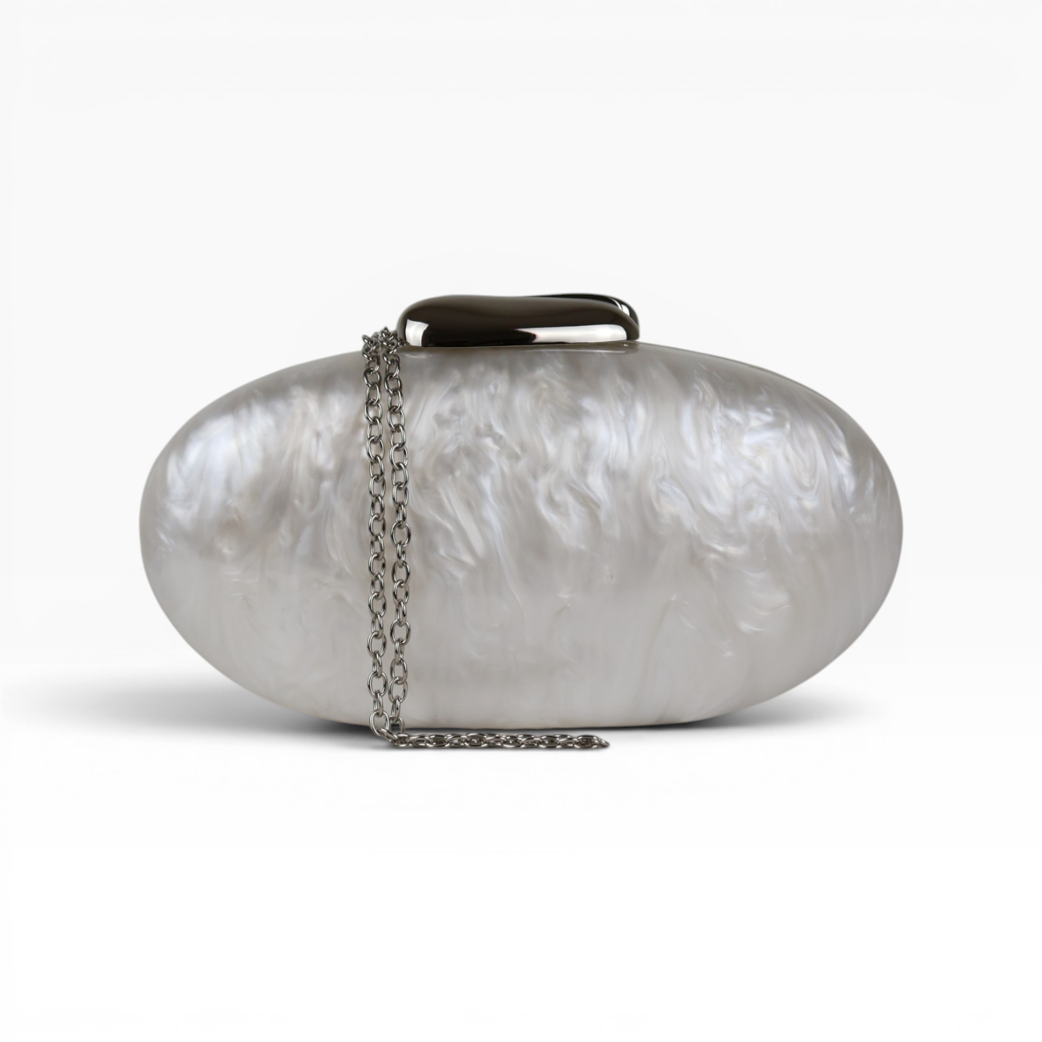 Bolsa Clutch Festa Acrílico Oval Branca