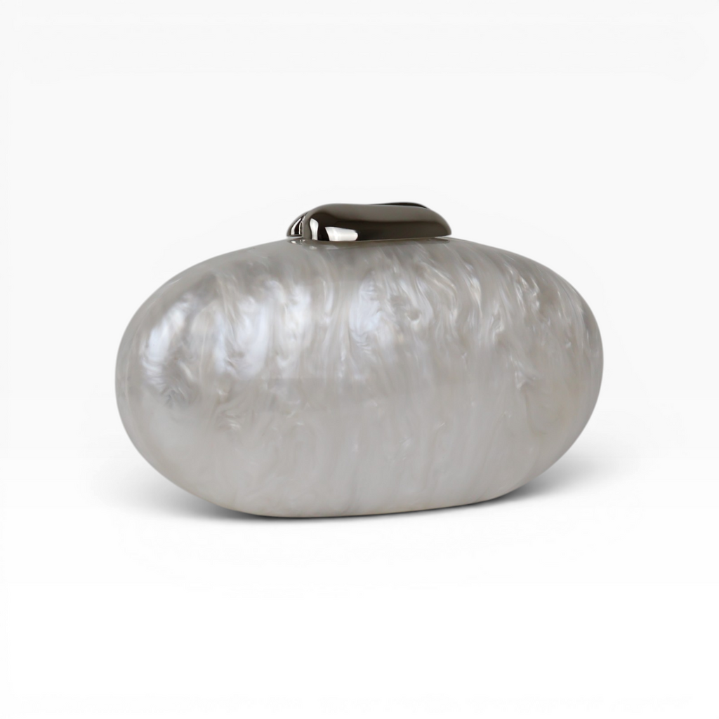Bolsa Clutch Festa Acrílico Oval Branca